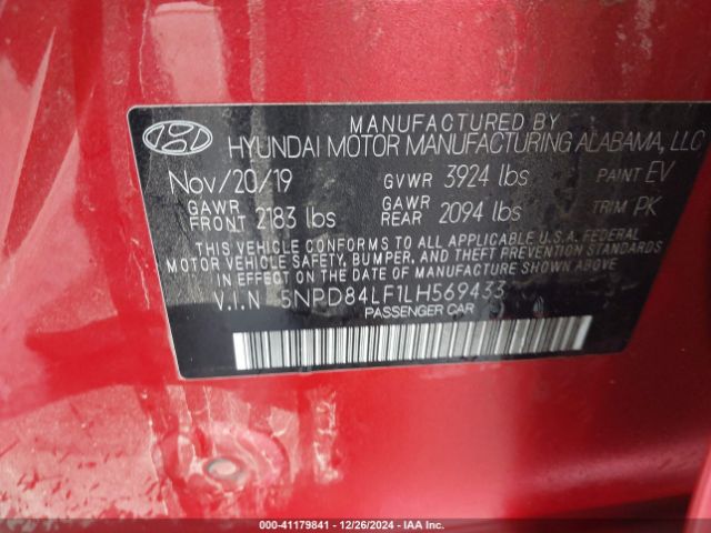 5NPD84LF1LH569433 Hyundai ELANTRA SEL