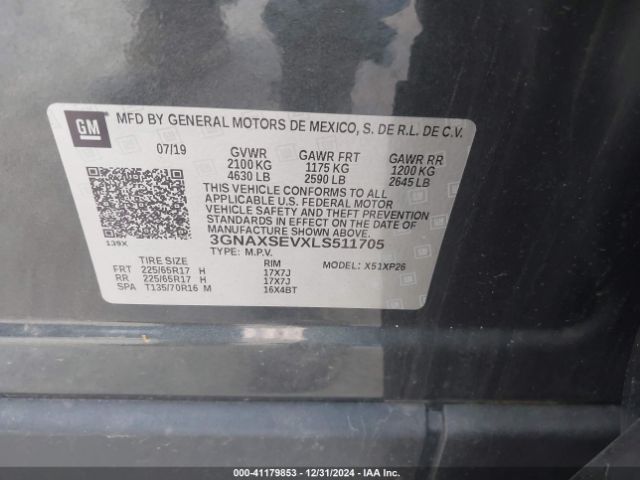 3GNAXSEVXLS511705 Chevrolet Equinox Awd Ls