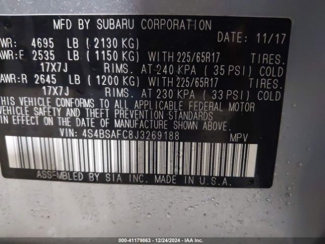 4S4BSAFC8J3269188 Subaru Outback 2.5i Premium
