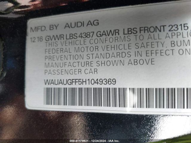 WAUAUGFF5H1049369 Audi A3 2.0t Premium