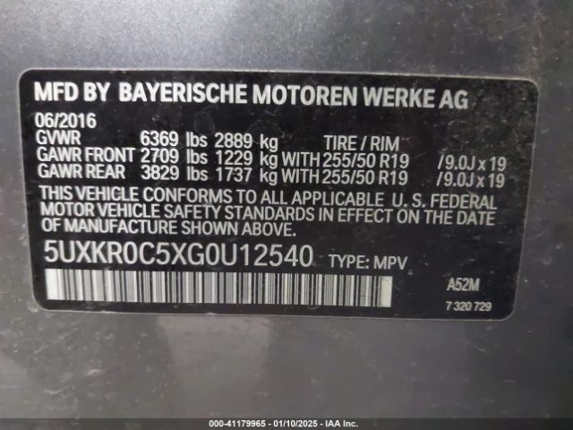 5UXKR0C5XG0U12540 BMW X5 Xdrive35i