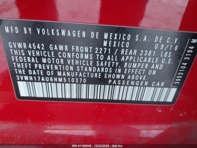 3VWH17AU6HM510370 Volkswagen Golf Alltrack Tsi S/tsi Se/tsi Sel