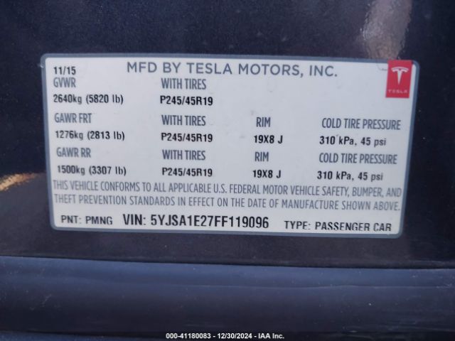 5YJSA1E27FF119096 Tesla Model S 70d/85d/p85d