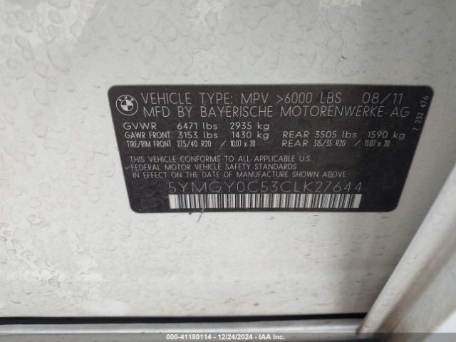 2012 BMW X5 M 5YMGY0C53CLK27644 Photo 8