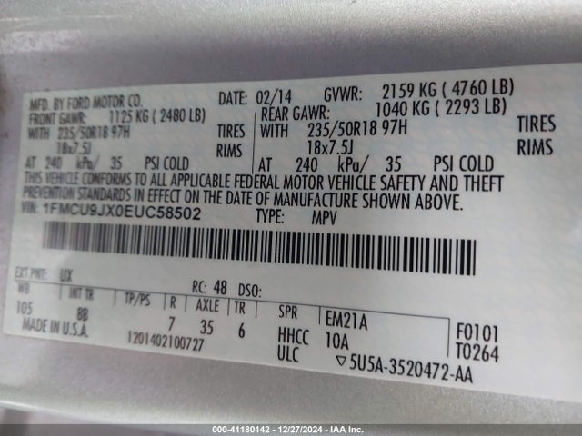 Ford Escape Titanium 2014 1FMCU9JX0EUC58502 Image 9