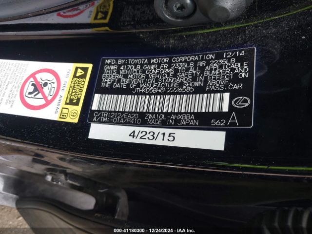 JTHKD5BH8F2226585 Lexus CT 200H