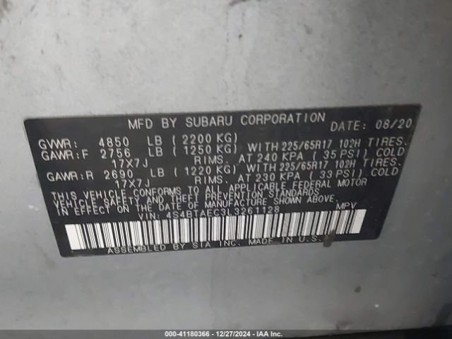 4S4BTAEC3L3261128 Subaru Outback Premium