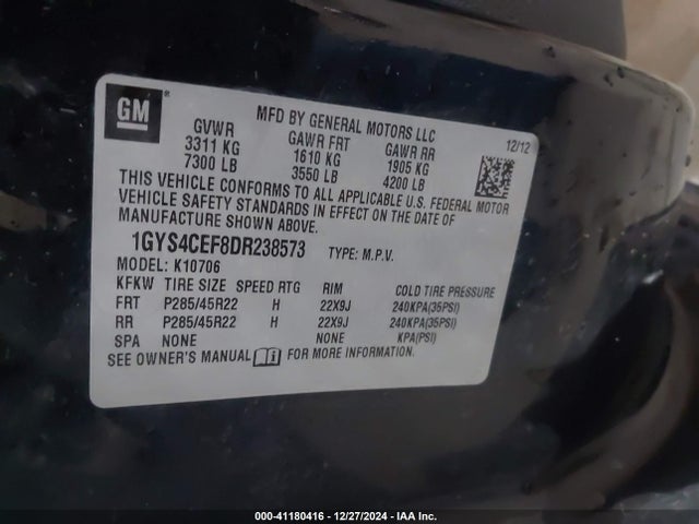 2013 CADILLAC ESCALADE 1GYS4CEF8DR238573 Photo 8