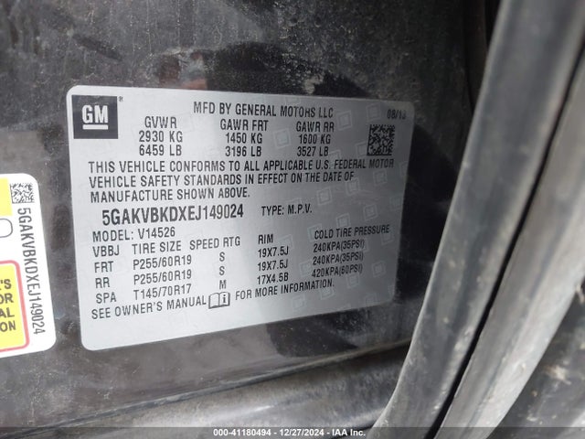 Buick Enclave Leather 2014 5GAKVBKDXEJ149024 Image 9
