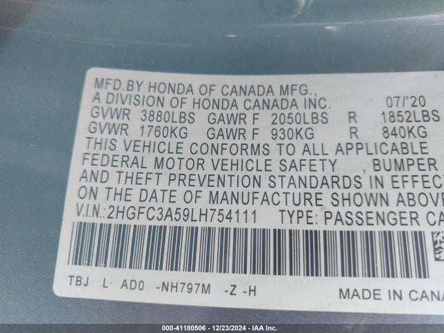 Honda CIVIC SI COUPE 2020 2HGFC3A59LH754111 Image 9