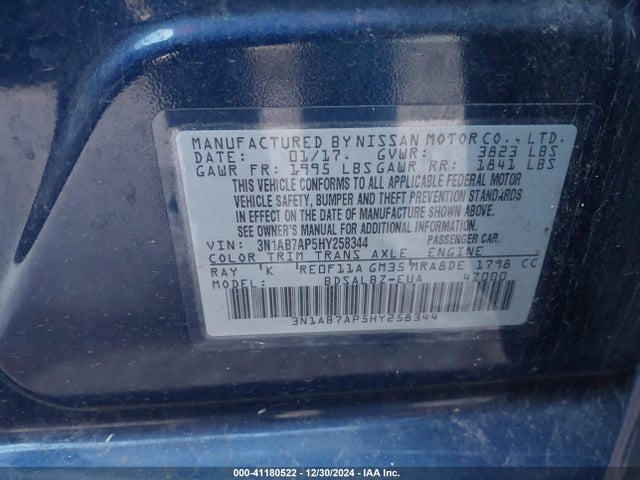 Nissan SENTRA S 2017 3N1AB7AP5HY258344 Image 9