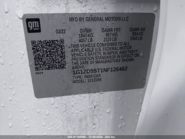 1G1ZD5ST1NF126462 Chevrolet Malibu Fwd Lt