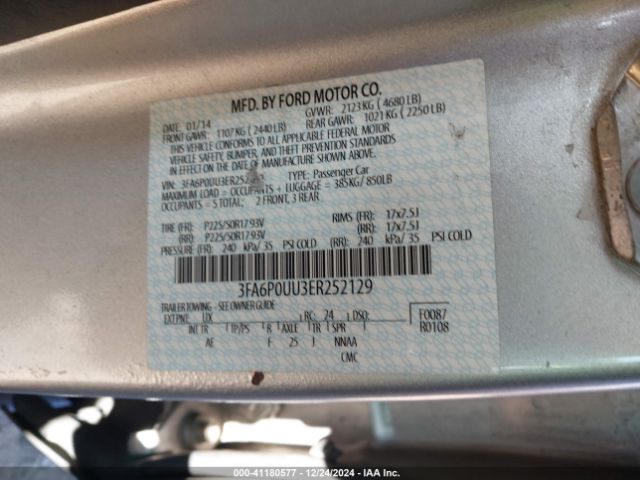 3FA6P0UU3ER252129 Ford Fusion Hybrid S