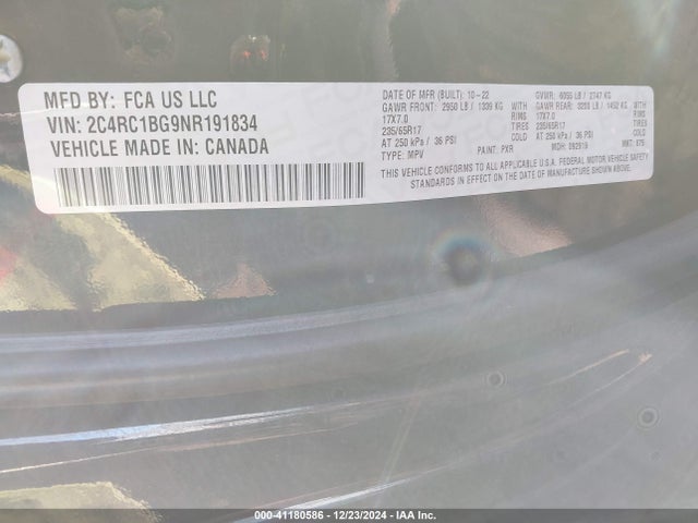 Chrysler Pacifica Touring L 2022 2C4RC1BG9NR191834 Image 9