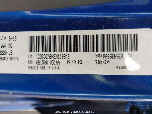 1C3CDZABXEN119842 Dodge AVENGER SE