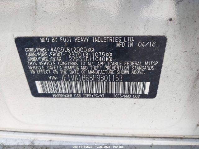 JF1VA1B68H9801153 Subaru WRX