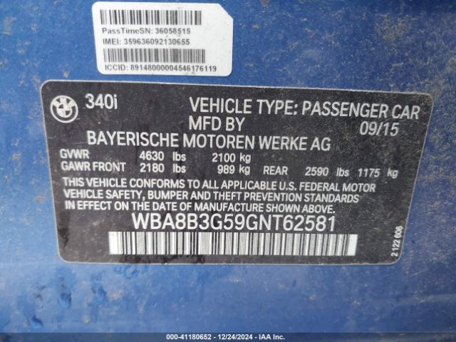 WBA8B3G59GNT62581 BMW 340i