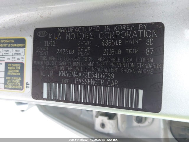 KNAGM4A72E5466039 KIA Optima Lx