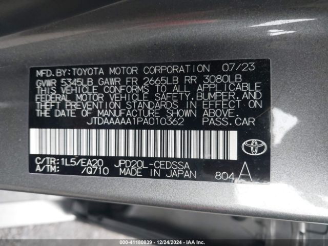 JTDAAAAA1PA010362 Toyota Mirai Xle