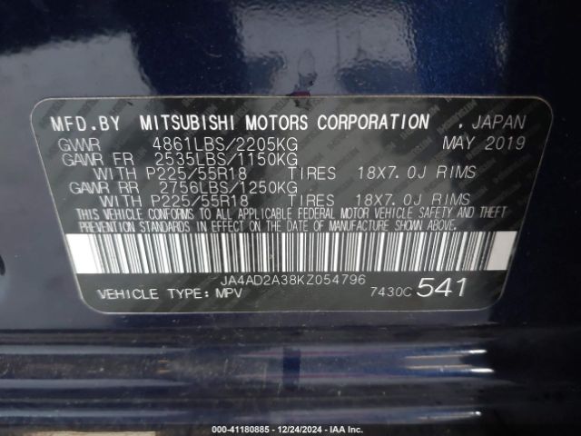 JA4AD2A38KZ054796 Mitsubishi Outlander Es