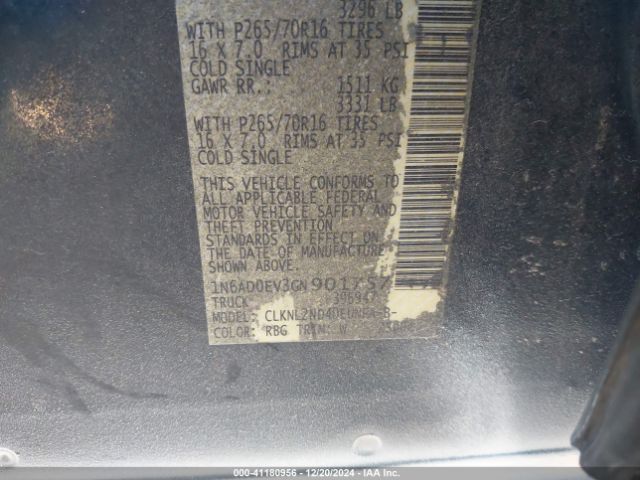 1N6AD0EV3GN901757 Nissan Frontier Sv