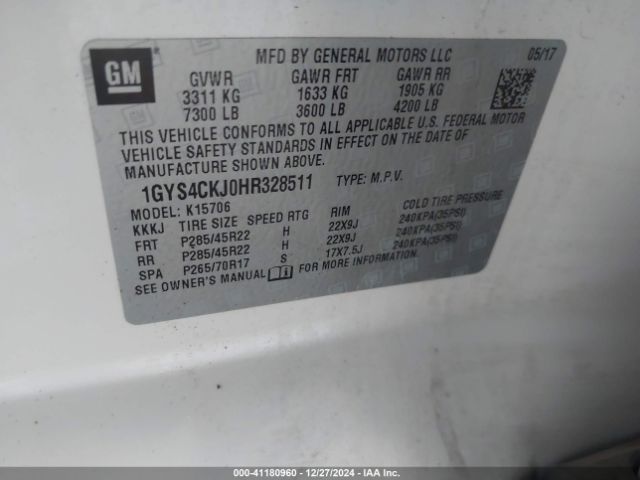 1GYS4CKJ0HR328511 Cadillac Escalade Premium Luxury