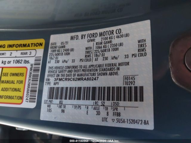 3FMCR9C62MRA80247 Ford Bronco Sport Outer Banks