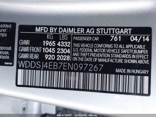 WDDSJ4EB7EN097267 Mercedes-Benz CLA 250