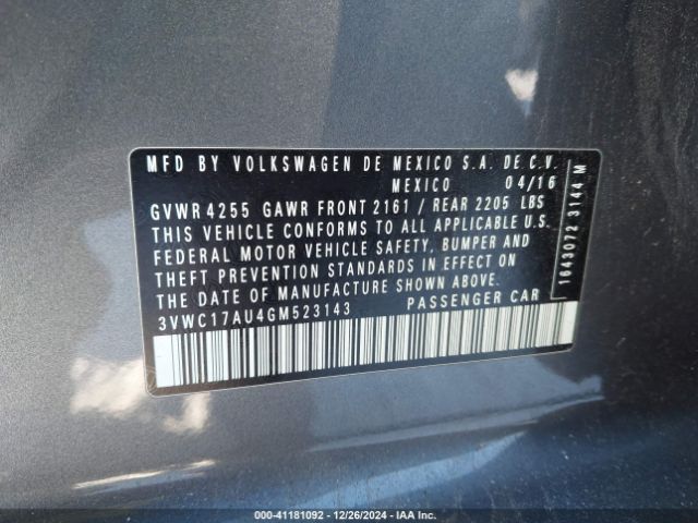 3VWC17AU4GM523143 Volkswagen Golf Sportwagen Tsi Limited Edition