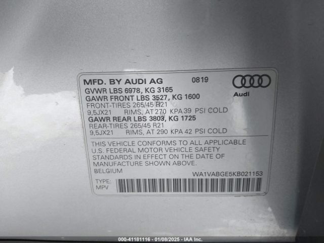 WA1VABGE5KB021153 Audi E-tron Premium Plus