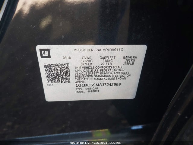 Chevrolet Cruze Ls Auto 2018 1G1BC5SM8J7242999 Image 9