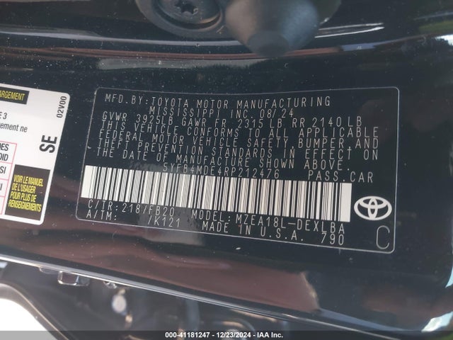 Toyota COROLLA LE 2024 5YFB4MDE4RP212476 Image 9