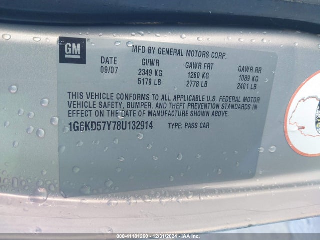 2008 CADILLAC DTS 1G6KD57Y78U132914 Photo 8