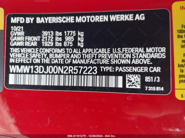 WMW13DJ00N2R57223 Mini Se Hardtop Cooper