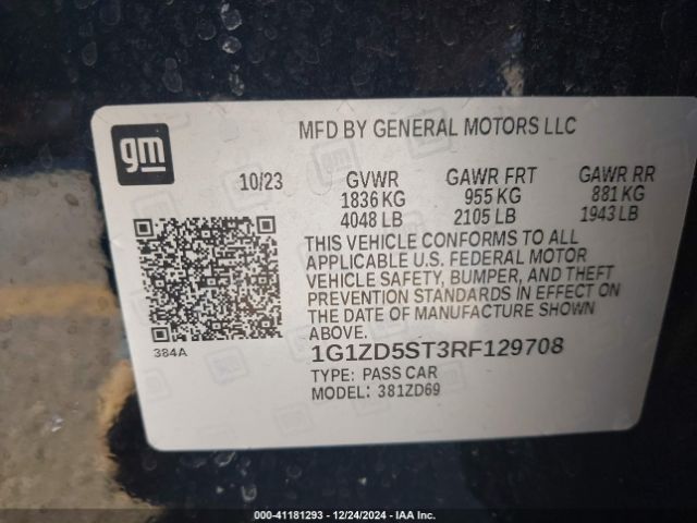 1G1ZD5ST3RF129708 Chevrolet Malibu Fwd 1lt