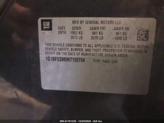 1G1BF5SM9H7109704 Chevrolet Cruze Premier Auto