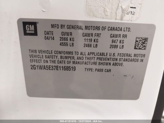 2G1WA5E37E1168519 Chevrolet Impala Limited Ls