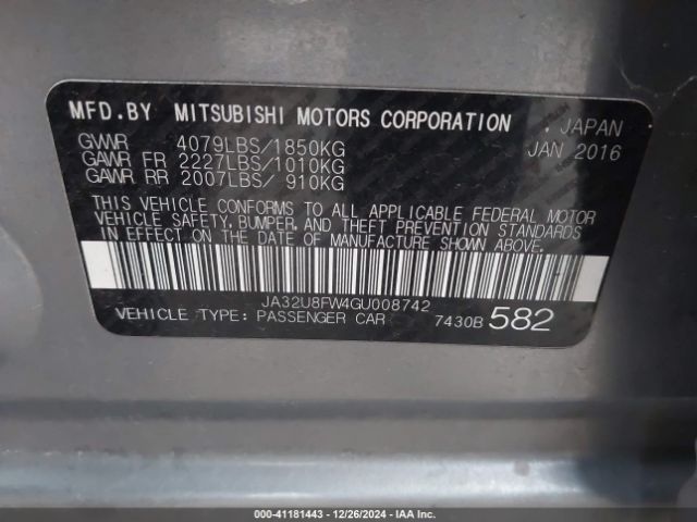 JA32U8FW4GU008742 Mitsubishi LANCER GT