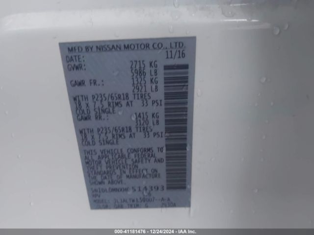 5N1DL0MNXHC514393 Infiniti QX60