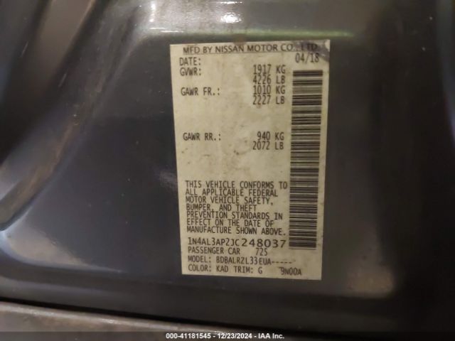 1N4AL3AP2JC248037 Nissan Altima 2.5 Sl