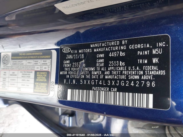5XXGT4L3XJG242796 KIA Optima S