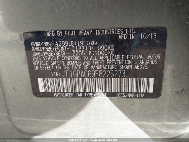 JF1GPAC69E8225273 Subaru Impreza 2.0i Premium