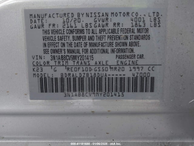 3N1AB8CV9MY201415 Nissan Sentra Sv Xtronic Cvt