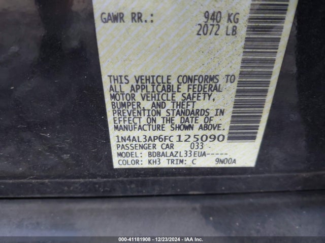 1N4AL3AP6FC125090 Nissan ALTIMA 2.5