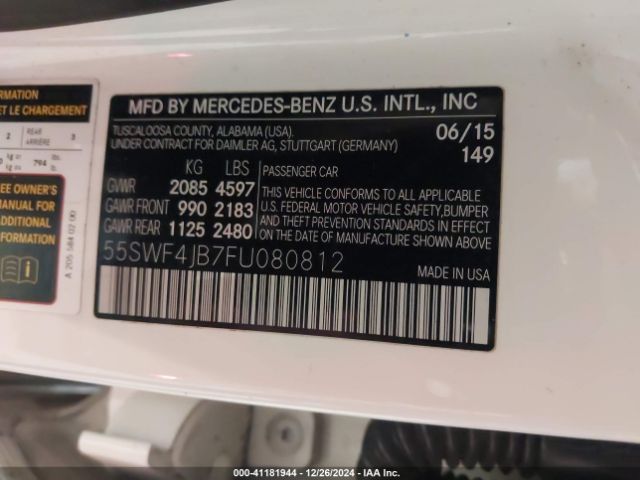 55SWF4JB7FU080812 Mercedes-Benz C 300 Luxury/sport