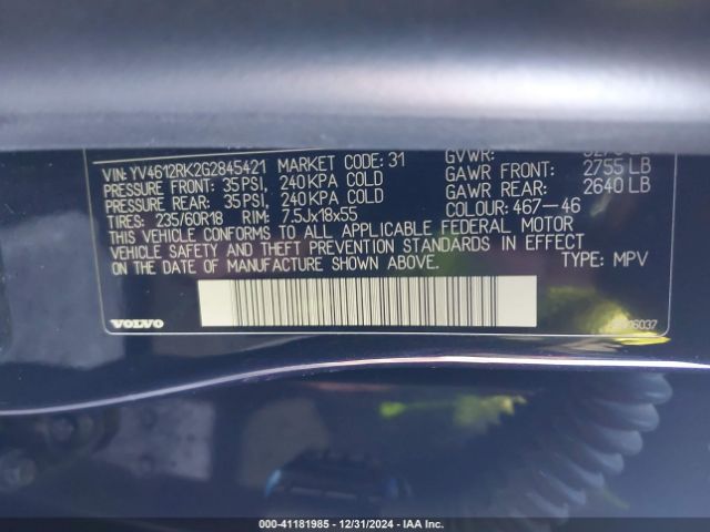 YV4612RK2G2845421 Volvo Xc60 T5 Premier