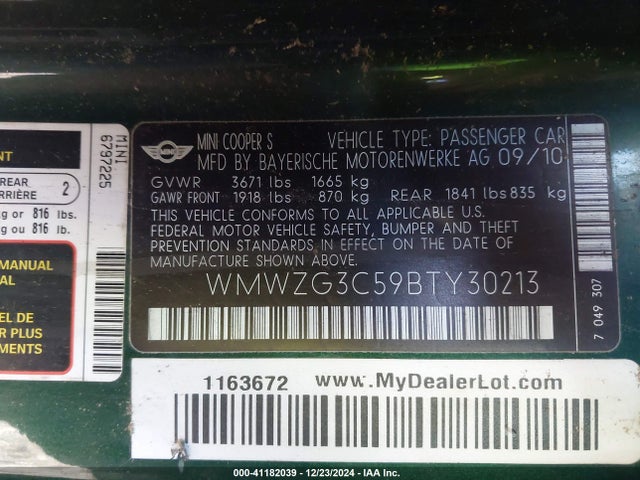 2011 MINI COOPER S CLUBMAN WMWZG3C59BTY30213 Photo 8