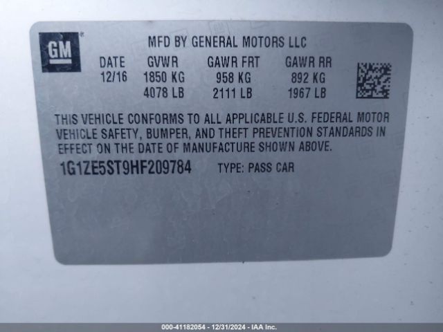 1G1ZE5ST9HF209784 Chevrolet MALIBU 1LT