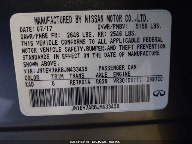 JN1EV7AR8JM433429 Infiniti Q50 3.0t Luxe