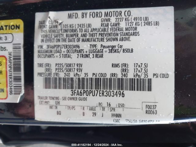 3FA6P0PU7ER303496 Ford Fusion Energi Se Luxury